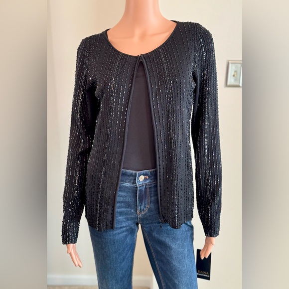 Dana Buchman NWT Silk Fully Beaded Sequined Cardigan Glam MSRP $385 Size Small - Picture 3 of 12